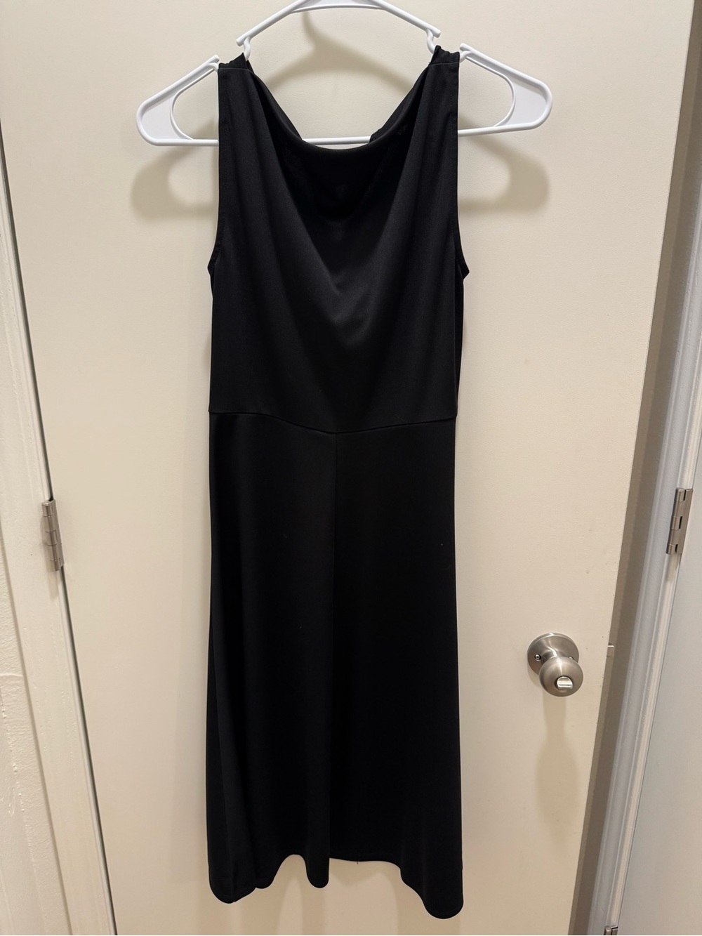 Express Black Sleeveless Midi Dress with Cowl Neckline